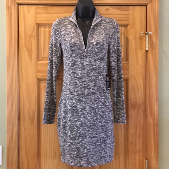 Express Long Sleeve Knit Fitted Mock Neck Dress